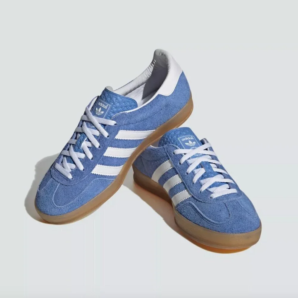 Adidas Women's Gazelle Indoor Sneakers Original Shoes Blue Fusion Gum HQ8717 - Picture 1 of 16